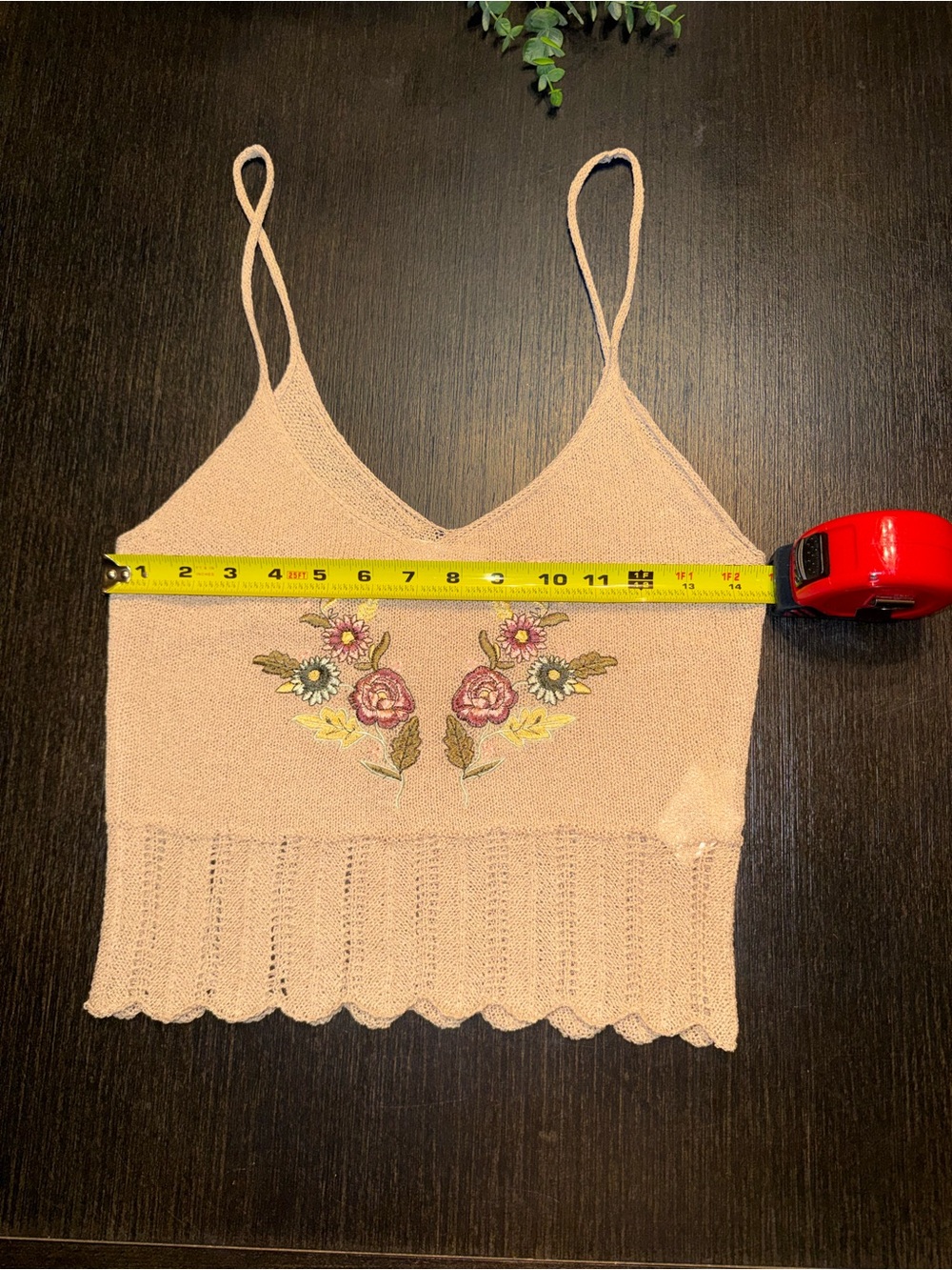 Cottagecore Floral Embroidered Knit Cami Boho Fairycore Tank Top - Picture 3 of 4